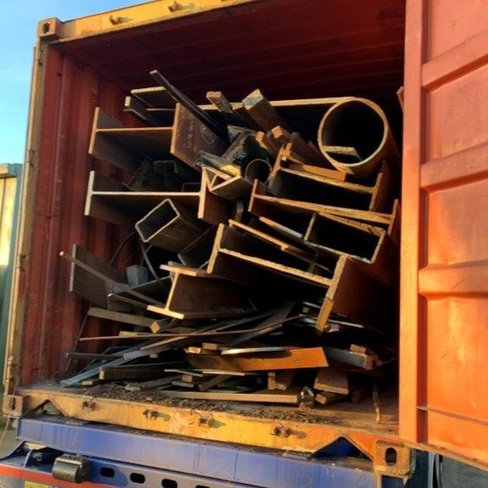 Steel beams loading container